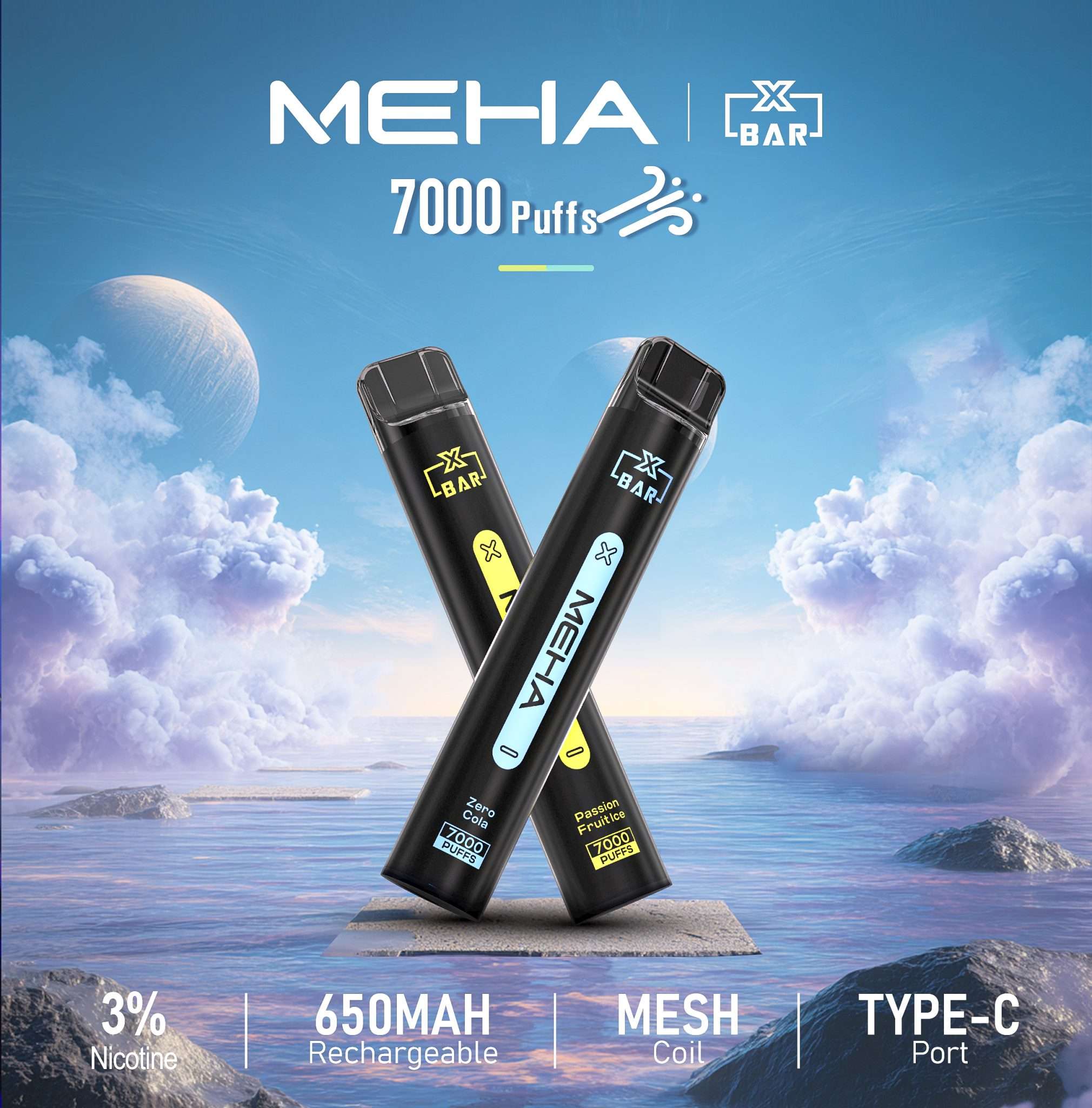 compressed_MEHA-XBA Meha Xbar 魅嗨小黑條7000口|一次性電子煙・大容量續航・16種口味:圖片 1